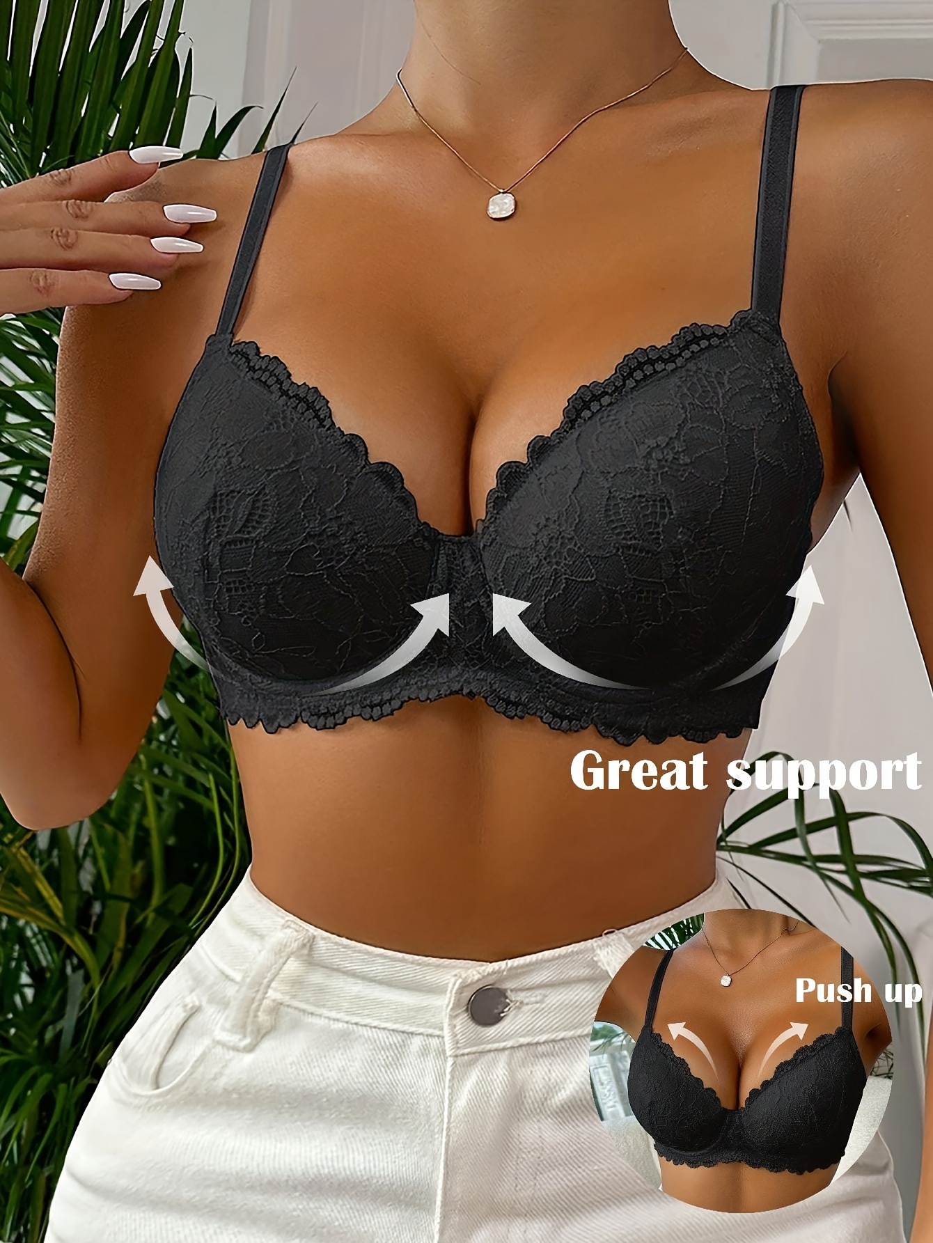 Sexy Lace Women's Underwear with Steel Ring Gathering Comfortable Bra