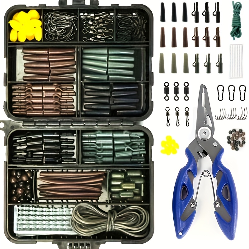 Image of 174pcs/box, European Carp Fishing Accessory Set And Pliers, Professional European Carp Fishing Gear, Complete Additions, Easy To Carry, Suitable For Carp, Grass Carp, Herring, Carp, And Other Fish