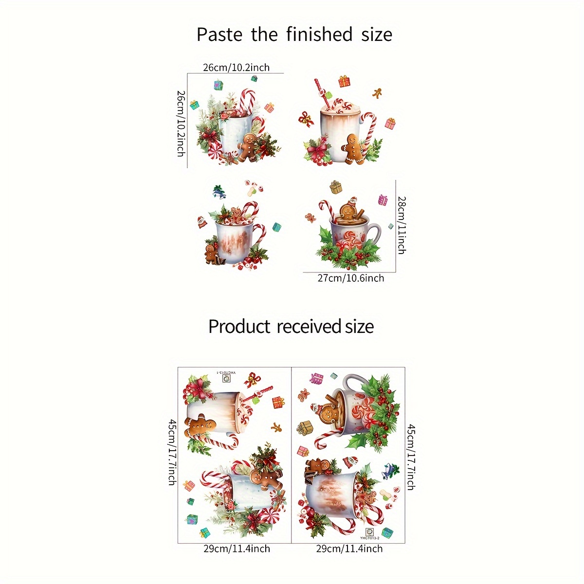 1 Set/4pcs Christmas Gift Coffee Cup Window Post Kitchen Post Creative Self-adhesive Removable Double-sided Pvc Glass Post, Living Room Bedroom Dining Room Study Bathroom Window Glass Decoration Post