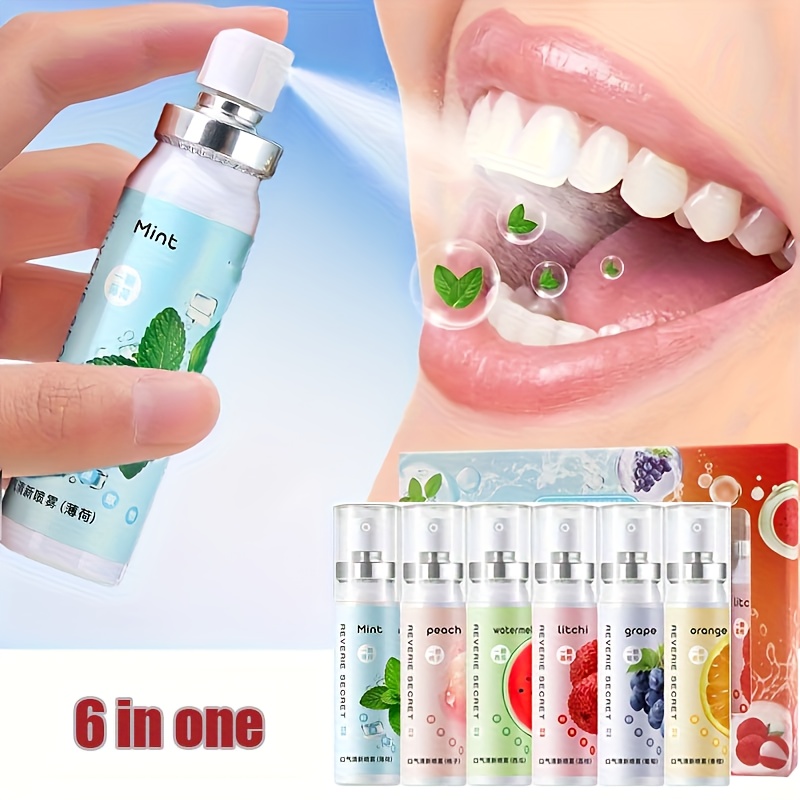 TEMU Set Of 6 Fruit Freshness Preservation Sprays, Each 0.97 Ounces, In . Ideal For Breath During , Christmas , Work, After Meals, And For Oral Care. Compact And Durable For Travel