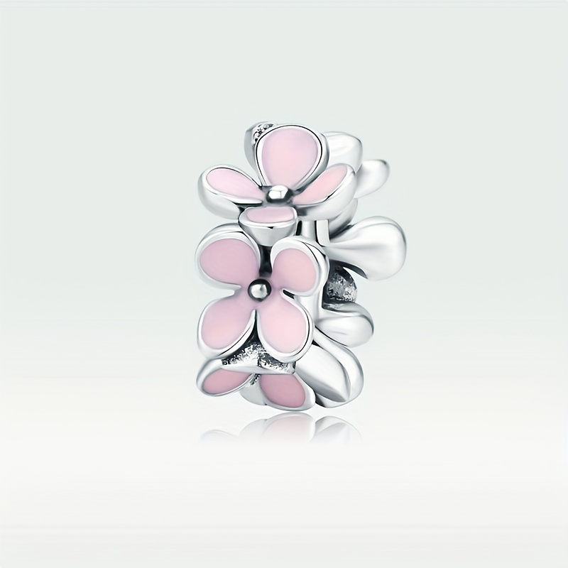 E-shop 1 Stück Damen Elegantes Rosa Blumen-Charm Anhänger mit mehrlagigem & Perlenakzent - DIY Armband Accessoire für Casual Outfits,