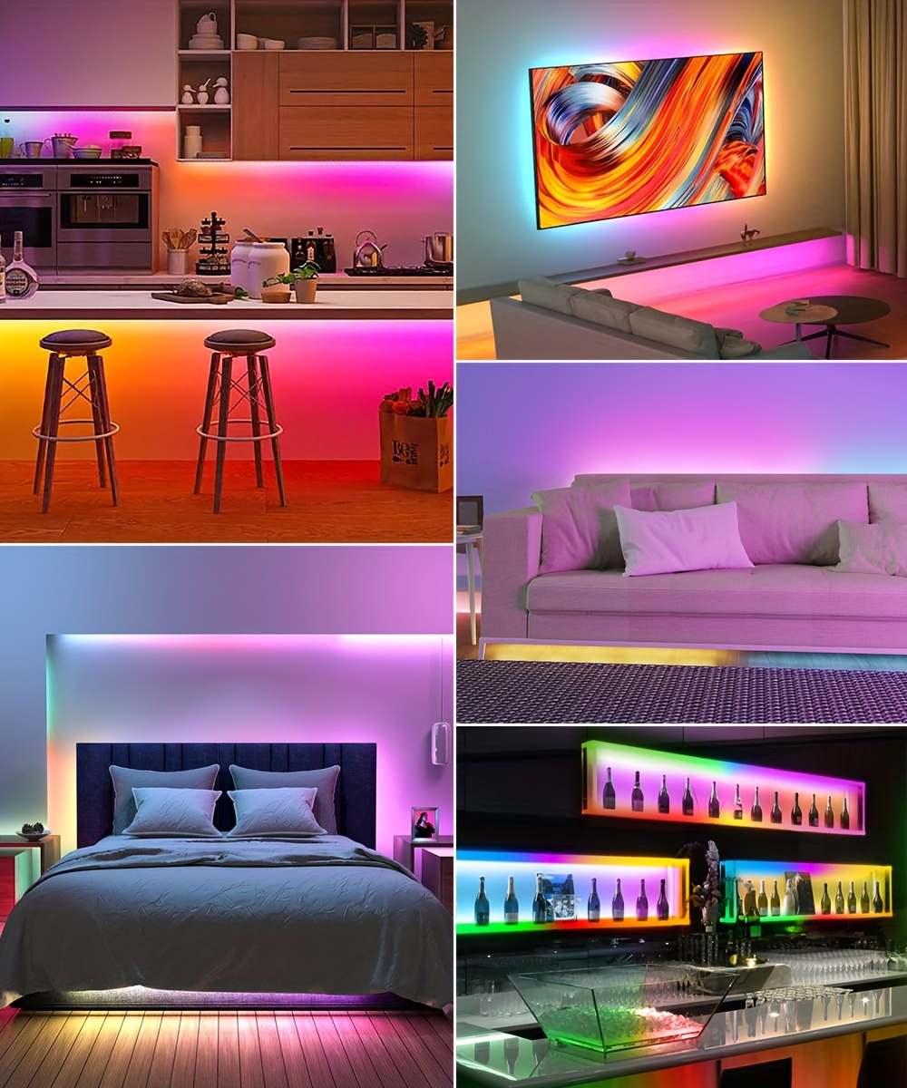 RGB+IC LED Strip Light with App Control, 3-Key Remote, Multi-Mode Dimming, Music Sync, USB Powered, Non-Waterproof, Built-in Mic, for PC, TV, Bedroom, Dining, Living, Gaming, Bar, Party - Indoor Use, 99.97cm-10.0meter