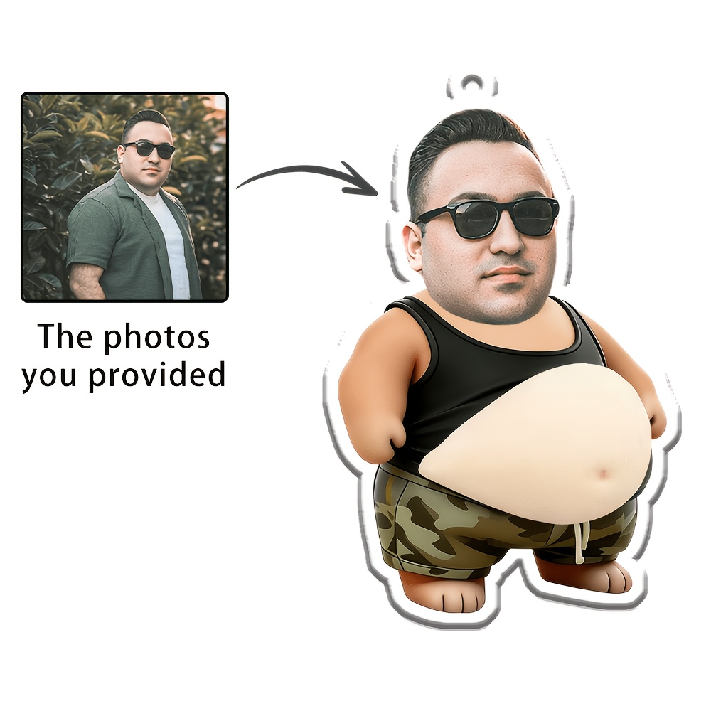 TEMU 2d Flat, 1pc Custom Acrylic Photo Keychain, Personalized Plush , Custom Photo. Relax Funny Creative Keychain, Schoolbag Pendant Custom Backpack