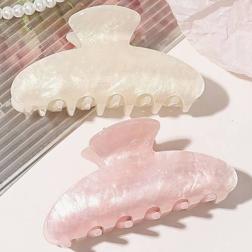 large pink and white water ripple 1 2 pack hair clips 11cm high quality elegant simple versatile gradient hair accessories suitable for daily casual party work vacation shampooing makeup outfit matching back to school use