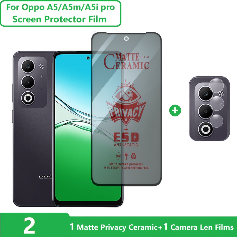 TEMU 2-in-1 Camera Lens Film & Phone Screen Film For Oppo A5 Privacy Glass Film, Oppo A5x Phone Protector, Oppo A5 Pro Phone Screen Protector, Oppo