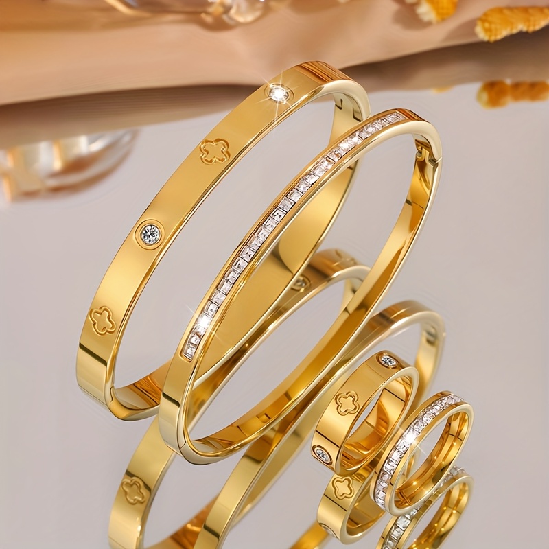 4pcs Lightly Luxurious Daily Stainless Steel Bracelet Set