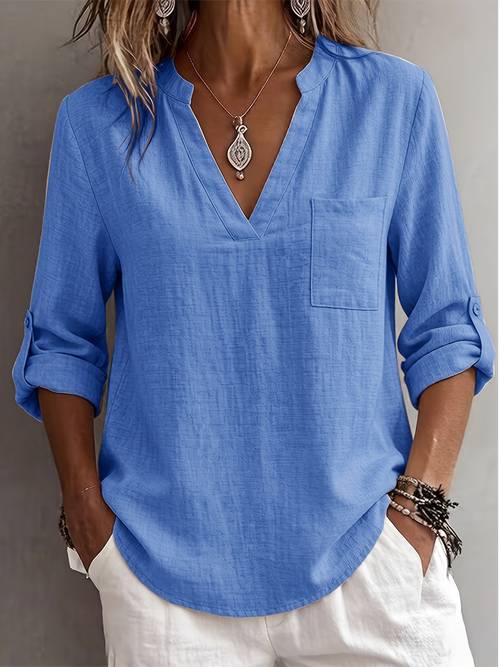 new beautiful v neck sleeve versatile womens shirt