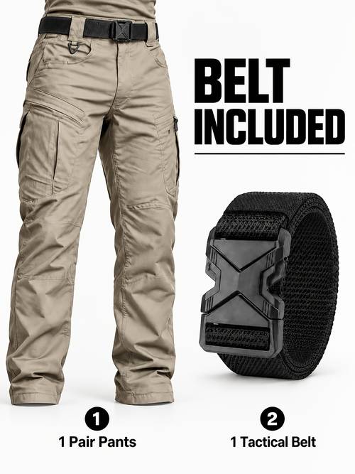 item picture cargo pants lightweight tear resistantmens tacticalcargo pants waist belt included multi loose fit for hiking camping construction elastic fabric outdoor sports casual version