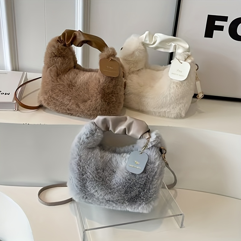 

Sac à Main Chic en Peluche Nuage pour Femme - Sac Bandoulière en Fausse Fourrure Polyvalent avec Fermeture Éclair, pour un