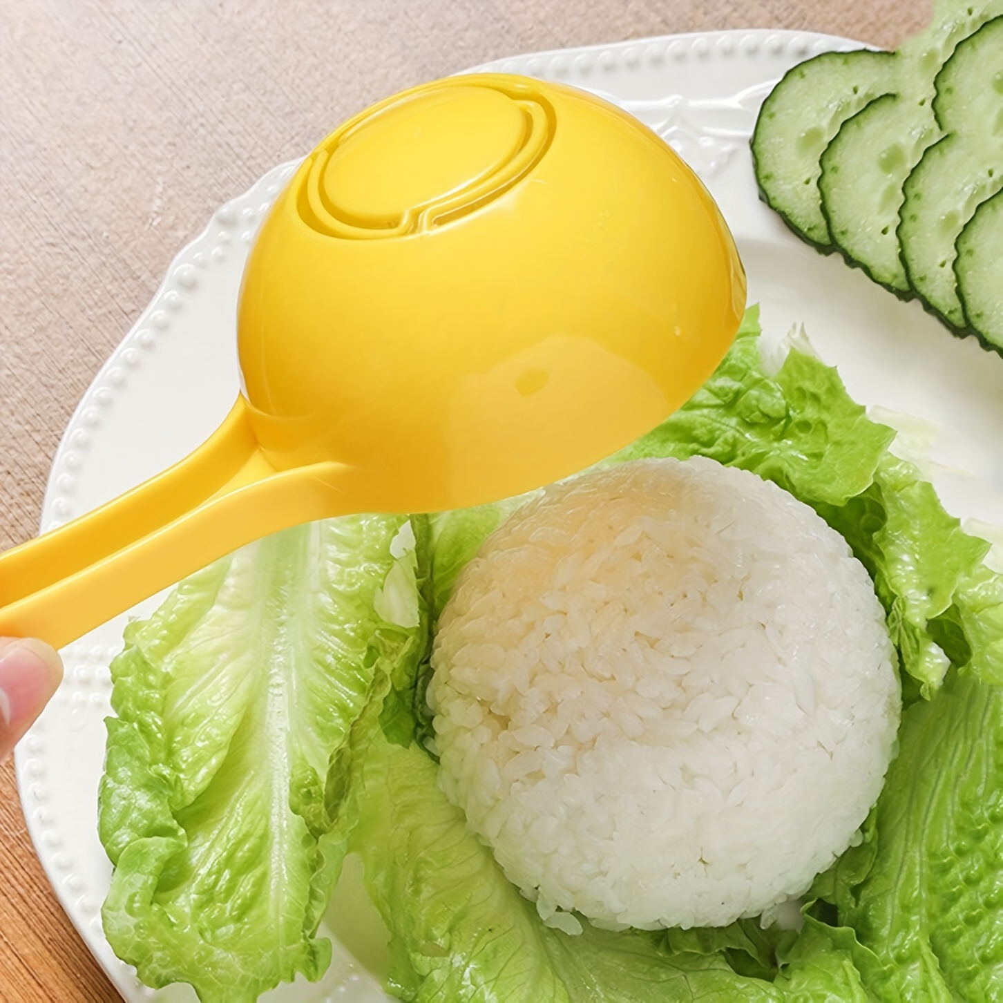 

1pc, Rice Spoon, Rice Spoon Mold, Rice Ball Mold, Cooking Spoon Cooker, Rice Ball Mold For Kitchen, Yellow Non Stick Rice Spoon, Kitchen Supplies