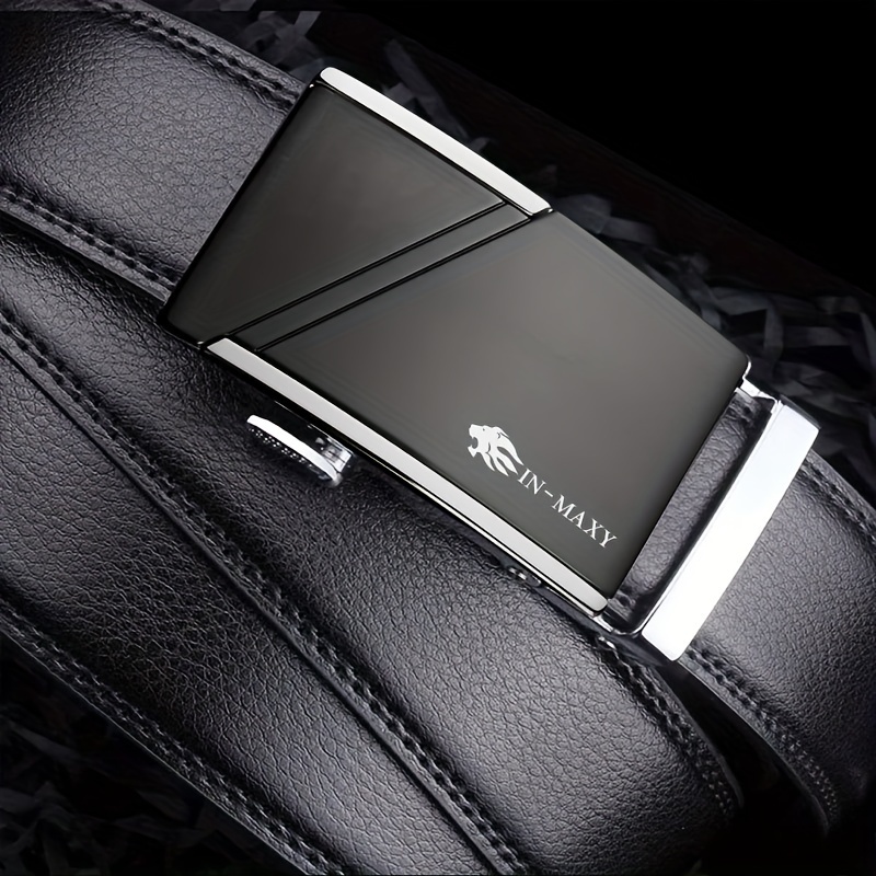 Men's Leather Belt with Automatic Buckle, Stylish & Durable