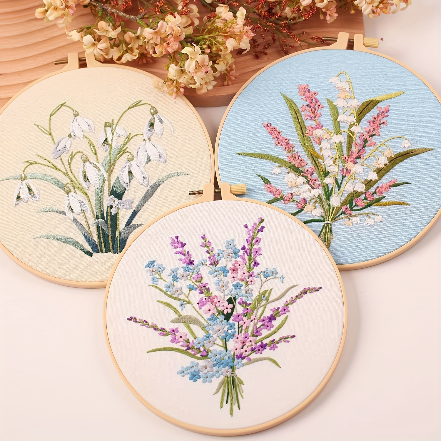 

1 Set Of Embroidery Kit Pattern, Embroidery Kit, 3 , Suitable For Diy Embroidery , Including Printed Cloth, Embroidery Thread, Embroidery , English Teaching , 20cm/7.9inchs Embroidery Frame