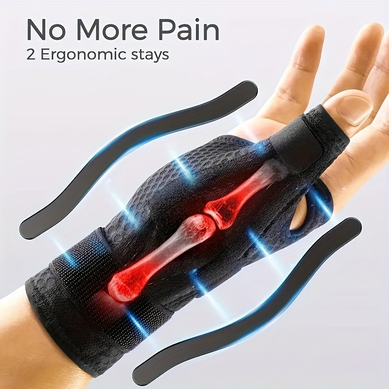item picture 2pcs/1pc Ergonomic Left And Right Wrist And Thumb Support, 270 Degree All-Round Wrapping, Perfect Fit for Palm Curves. 3pcs Adjustable Straps, Full-Round Stable Fixing of Thumb from Different Pressure Points