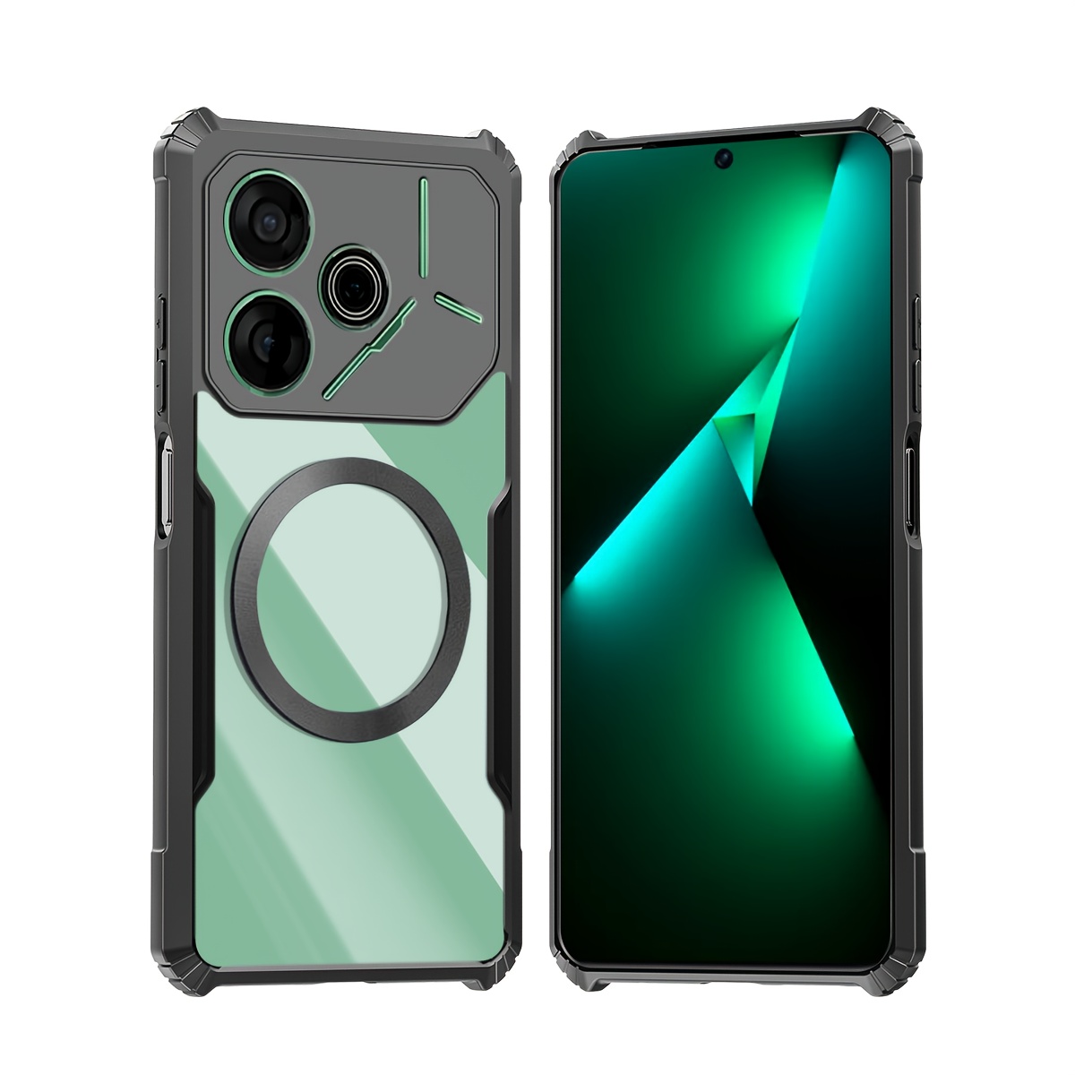 TEMU Funda para móvil: Compatible con Tecno Pova 6 5G, Carcasa magnética, Cubierta suave antigolpes, Acrílico transparente, Protección para cámara