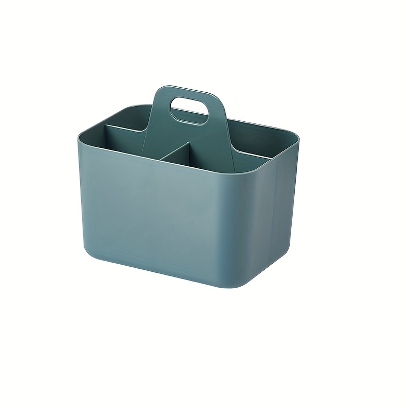 portable cosmetic organizer with handle beige or teal lightweight bathroom storage box open   for vanity makeup kitchen desk durable plastic construction space saving organizer basket bathroom organizers and storage kitchen organization easytoclean material busy professionals Product details 9