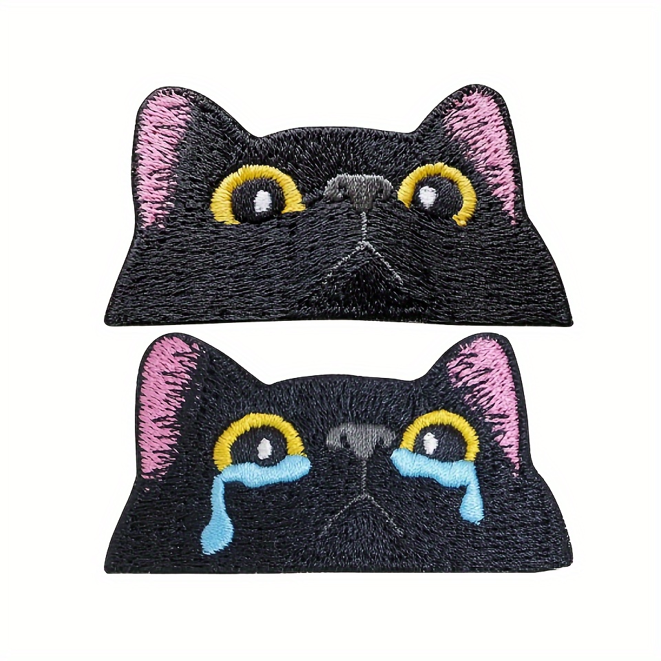 

Black Cat's Face Iron On Patch For Men, Suitable For Bags, Clothing, Shoe, Hat