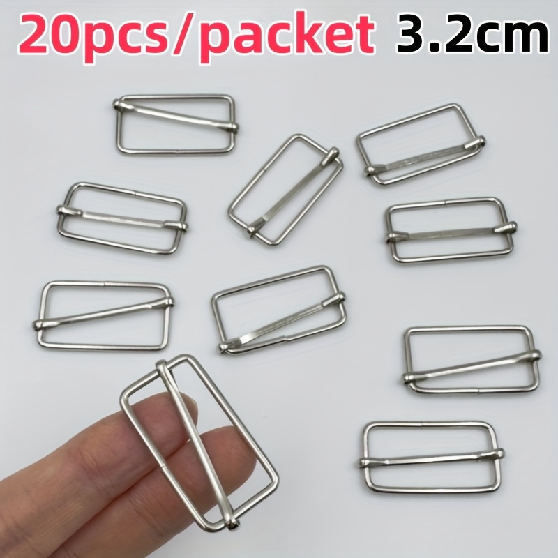 E-shop 20 Metall Eisen Quadratischer Ring Verstellungsverschlüsse, Drei-Gang Verstellungsverschluss Zugkernverschluss, Gepäck Schultergurt