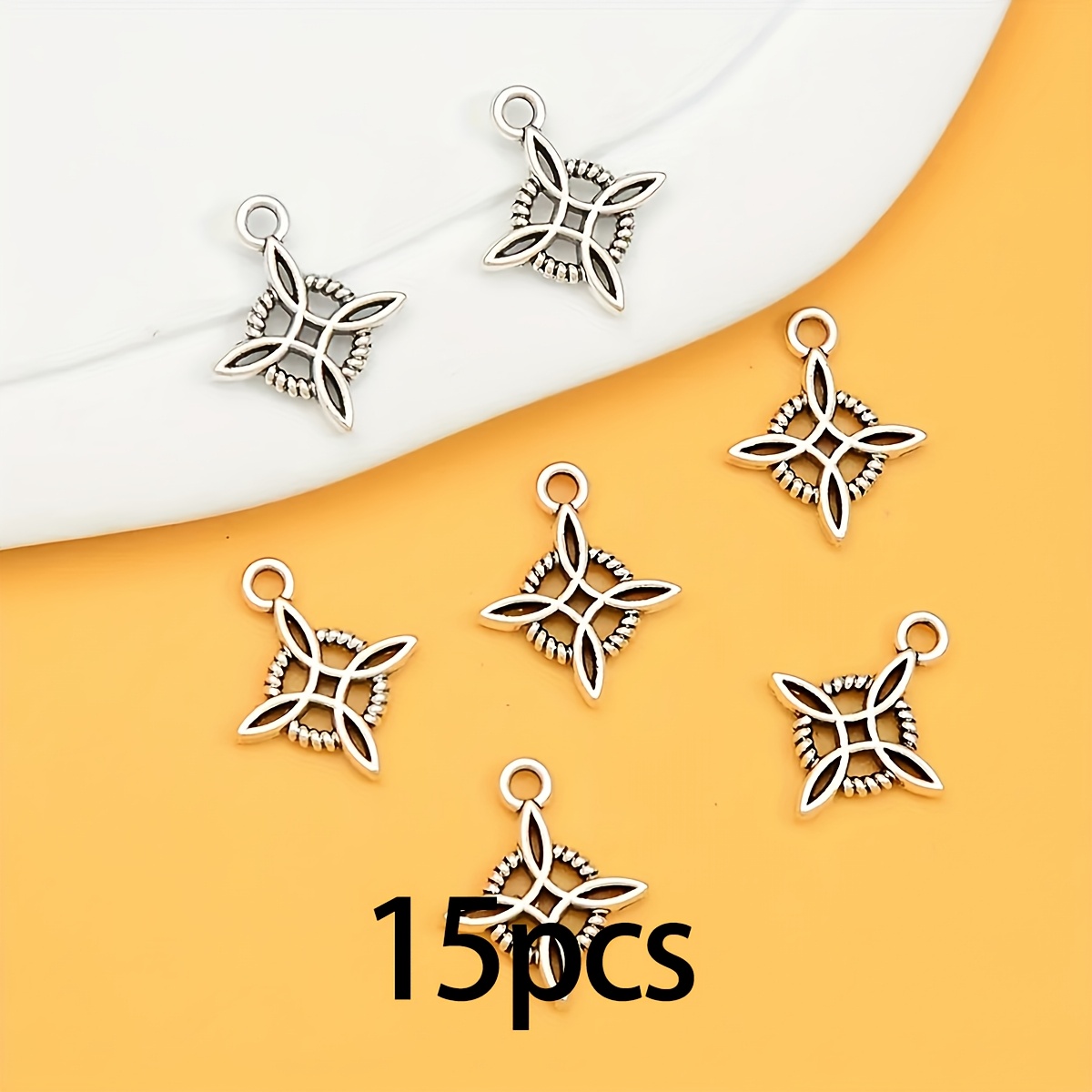 15pcs Of Silvery Witch Knot Charms For Crafting Jewelry, Including Pendants For Necklaces And Bracelets, Perfect For Handmade Projects. For Halloween