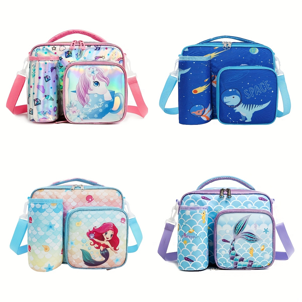 

1 Piece Kids Lunch Bag Insulated Cooler Tote Bag With Bottle Holder, 3 Compartments Lunchbox Bag For Boys Girls School Travel