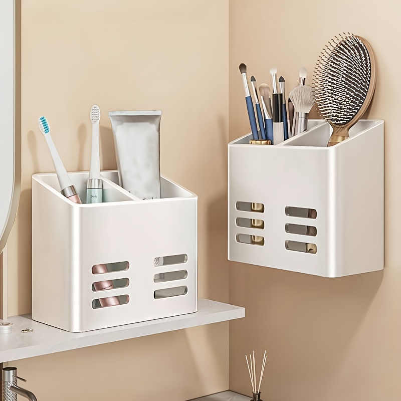 TEMU 1 Bathroom Punch-free Storage Box, Toothpaste Rack, Wall-mounted Comb And Makeup Brush Storage Box, Comb Box, Suitable For Storage And