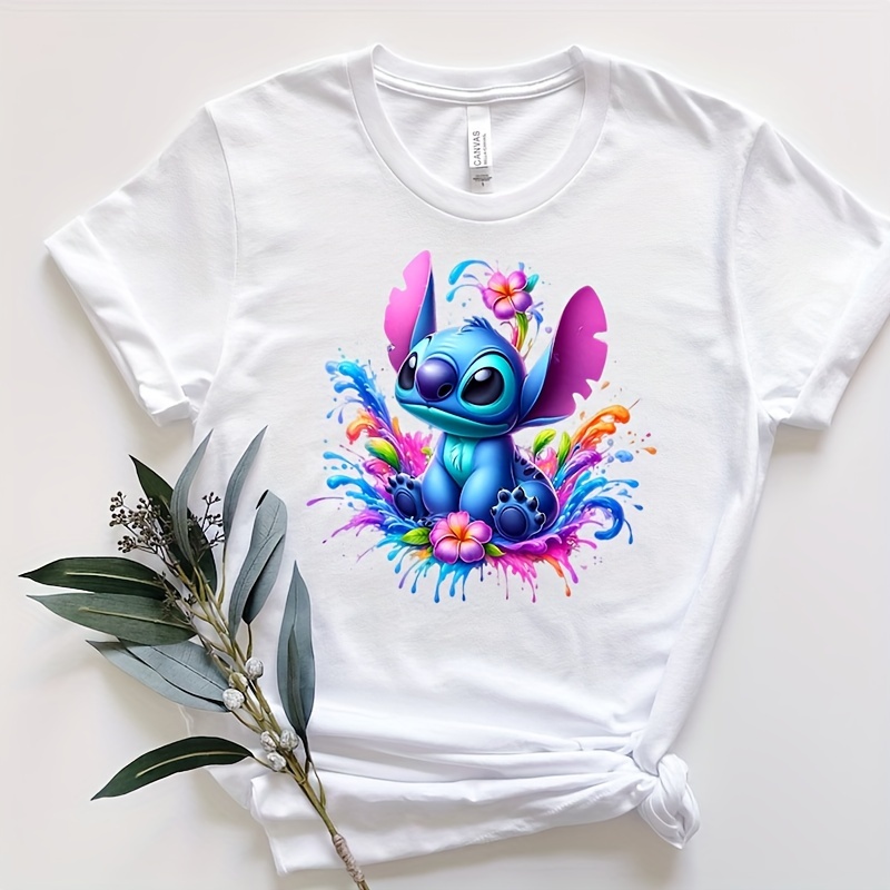 

1pc Disney Stitch Flower Transfer Sticker, Iron-on Heat Transfer Sticker, Clothing Supplies & Appliques For Clothes, Diy T-shirt Pillow Covers Jackets Decoration