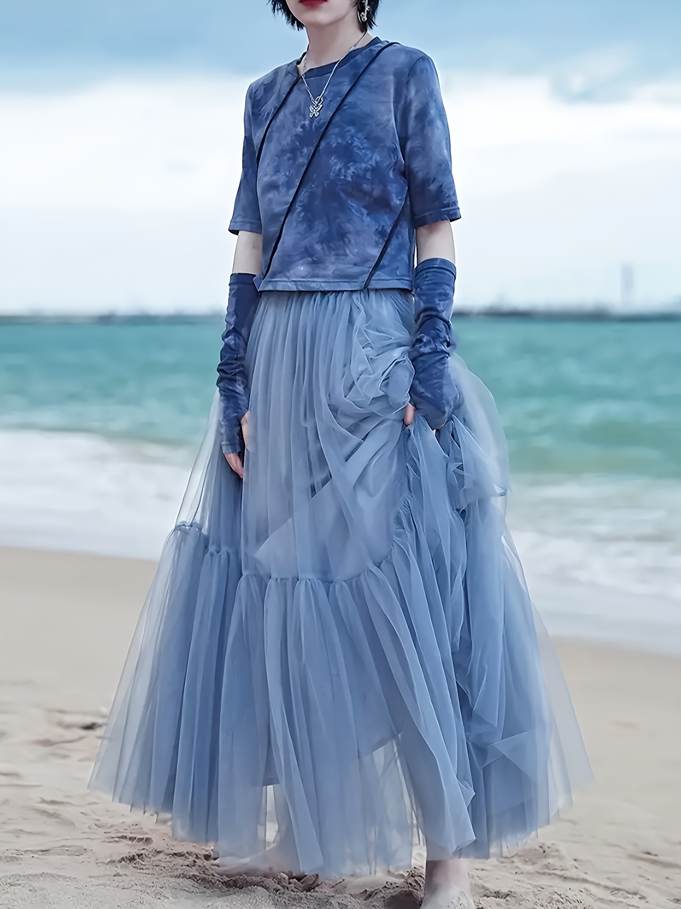 new high waisted mesh skirt loose a line dress women - Temu Oman