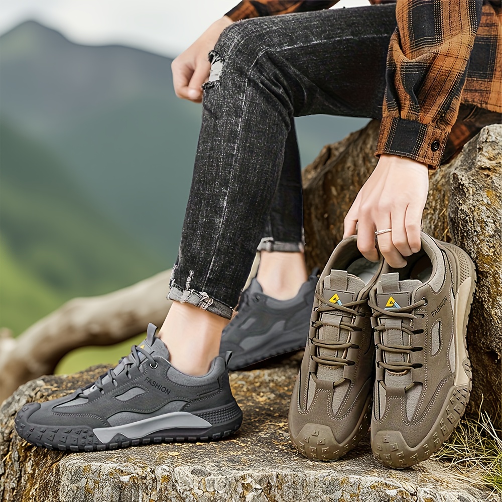 Men's New Fashion Trend Sneakers with Upper, Lace-Up Design, Durable Sole, Comfortable and Wear-Resistant, Suitable for Outdoor Hiking, Work, Sports, and Casual Wear