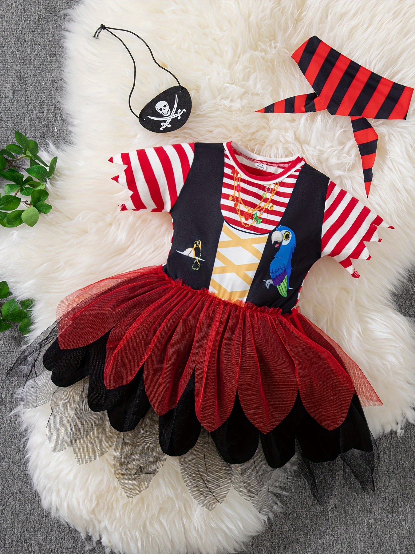 3pcs pirate costume set dress headscarf eye mask soft pink Temu