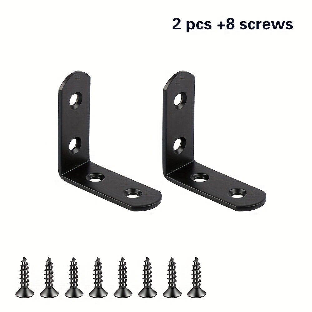 TEMU 2-25pcs Black L Bracket Corner Braces Wiht Screws Stainless Steel 40x40mm(1.6x1.6 Inch) Heavy Duty Shelf Bracket For Wood, Shelves, 90 Degree
