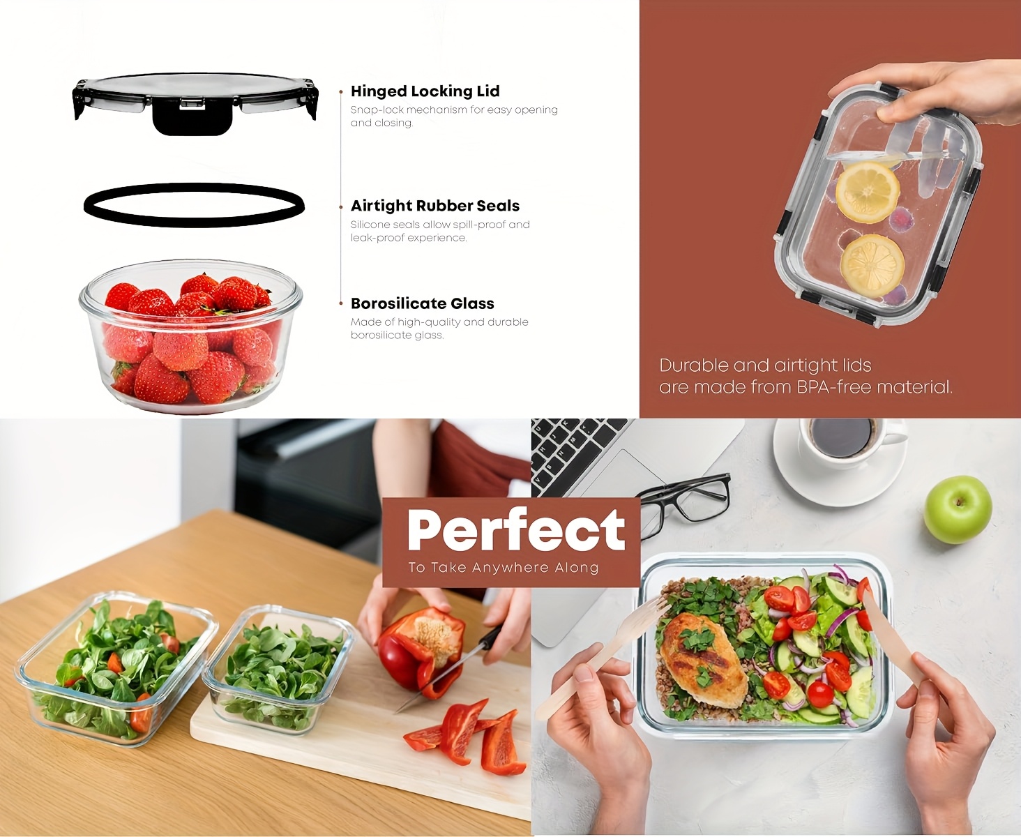 30pcs airtight glass food storage containers with lids set bpa free leak proof meal prep containers microwave oven freezer dishwasher safe 15 containers 15 lids clear glass for visibility   lunch prep fruits veggies   ideal for halloween christmas gifts food container storage kitchen containers food storage food prep containers Product details 2