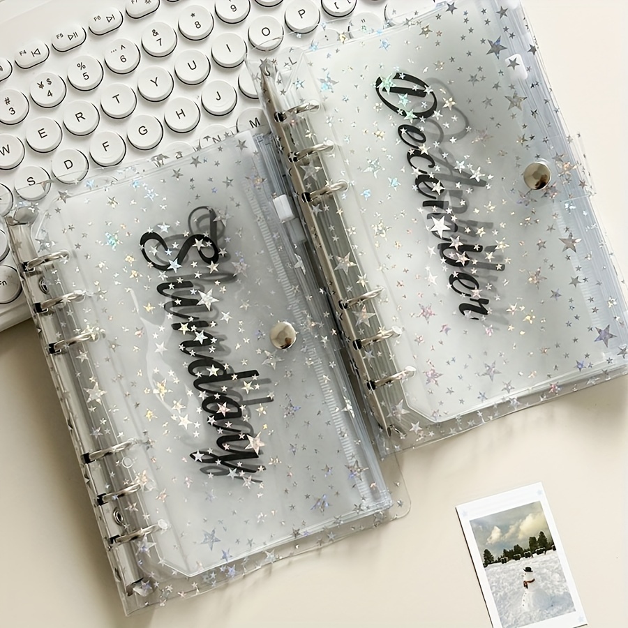 

Adult English Planner Set - A6 Size Weekly & Monthly Planning Pads With Star Confetti Design, Budget Binder With Loose-leaf Pages - Ring Bound Transparent Organizer