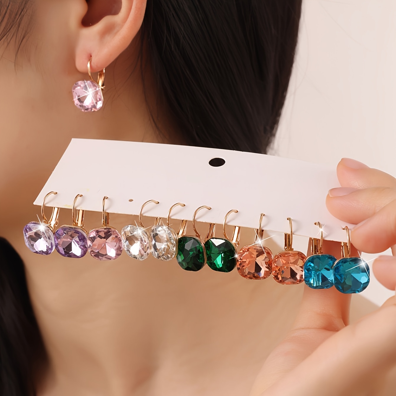 TEMU 12-piece Set Of Fashionable, Elegant, And Cute Alloy Earrings, 6 Pairs, Suitable For Women, Worn Or As Gift Jewelry For Valentine's Day And