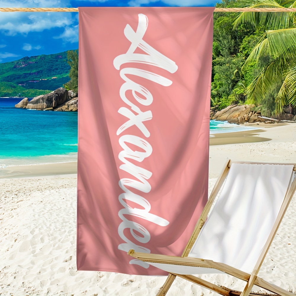 TEMU 1 serviette de plage personnalisée, couverture de plage personnalisée avec un nom, serviette de -douce et à séchage rapide, essentielle pour la