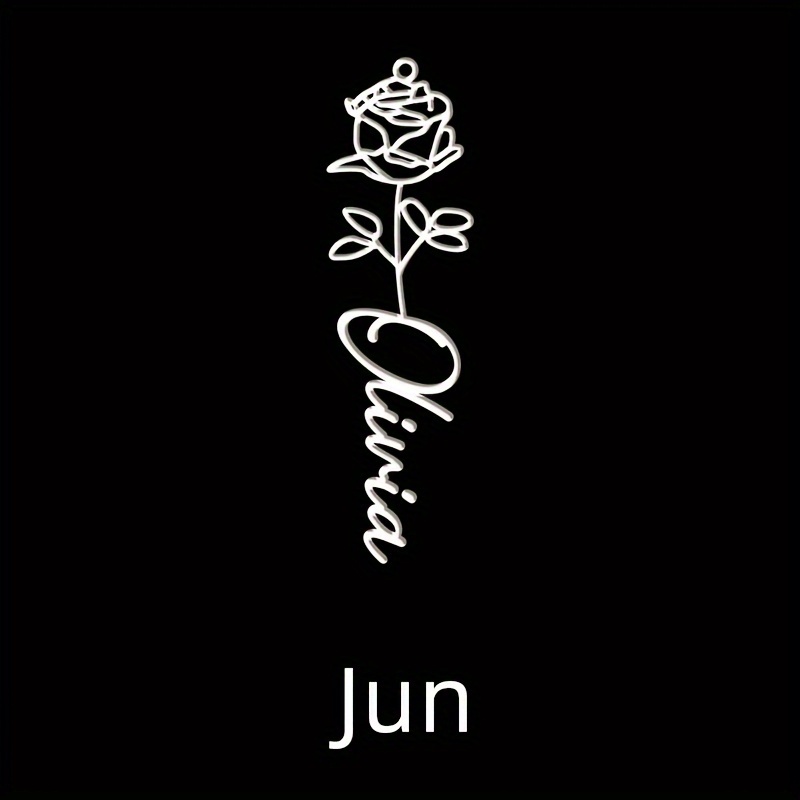 TEMU Personalized Birthday Flower Name Necklace, Custom Name Necklace For Bridesmaids, Christmas Gift, Birthday Gift, English Only [custom Item]