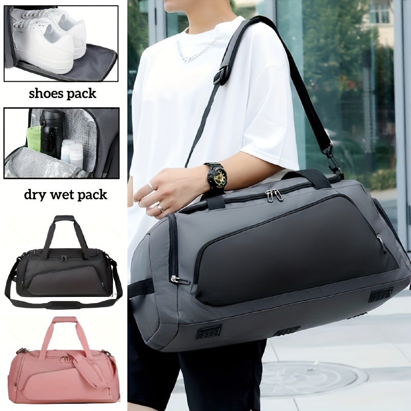 

1pc Large Capacity Basketball Bag, Sports Fitness Shoulder Bag, Travel Luggage Handbag, Dry Wet Separation Sling Bag With Independent Shoe Compartment