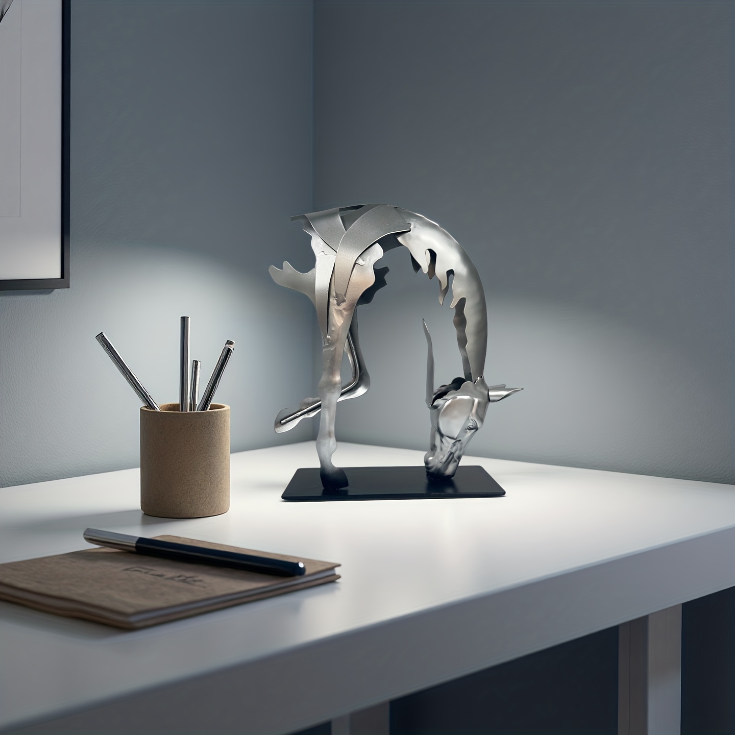 A Handcrafted Metal Horse Statue, a Unique Decorative Piece for The Desk, Suitable for The Living Room, Study, Or Office