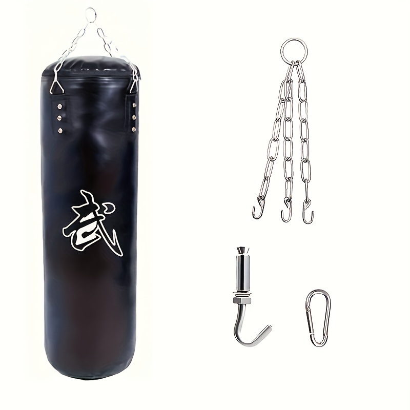 

1 Set Canvas Boxing Sandbag With Stainless Steel Chains & Hooks - 23.62in/31.5in/39.37in Options For Martial Arts & Combat Training, Boxing Gloves