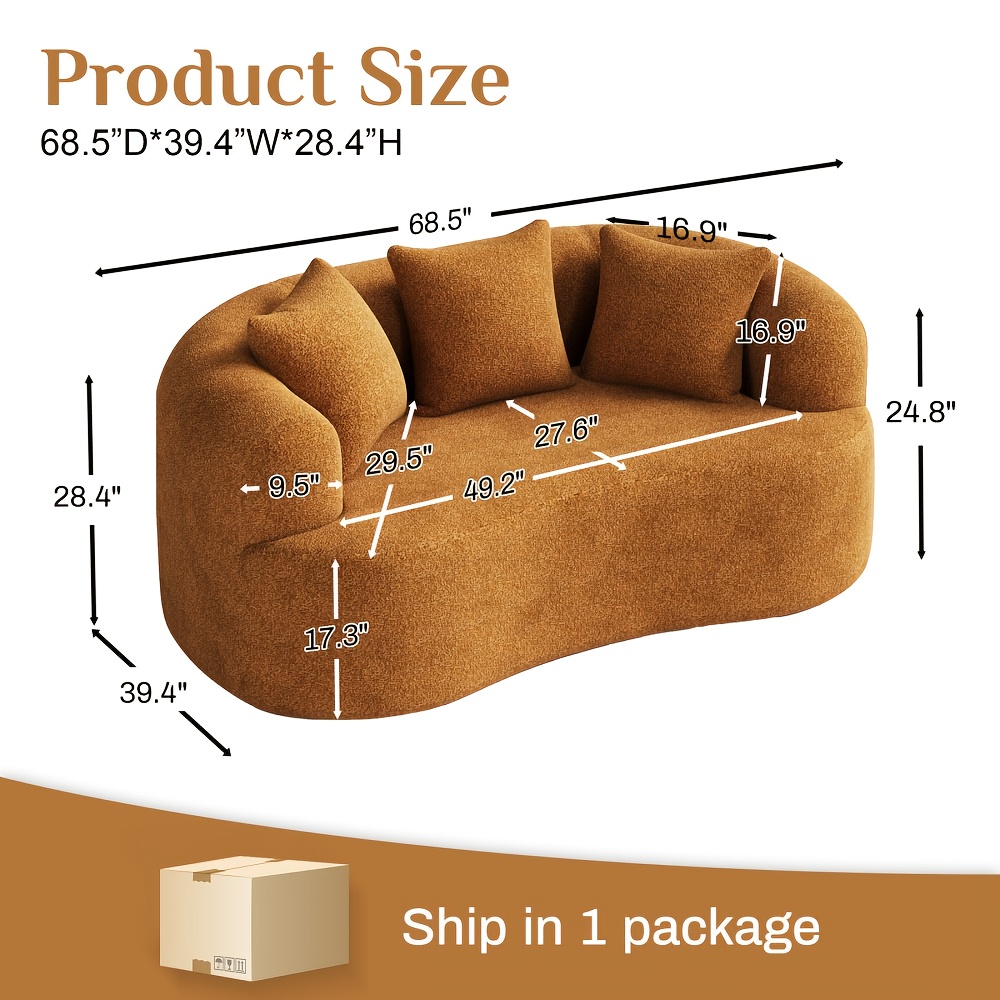 Moedrn Oversized Boneless Curved Sofa 68.5