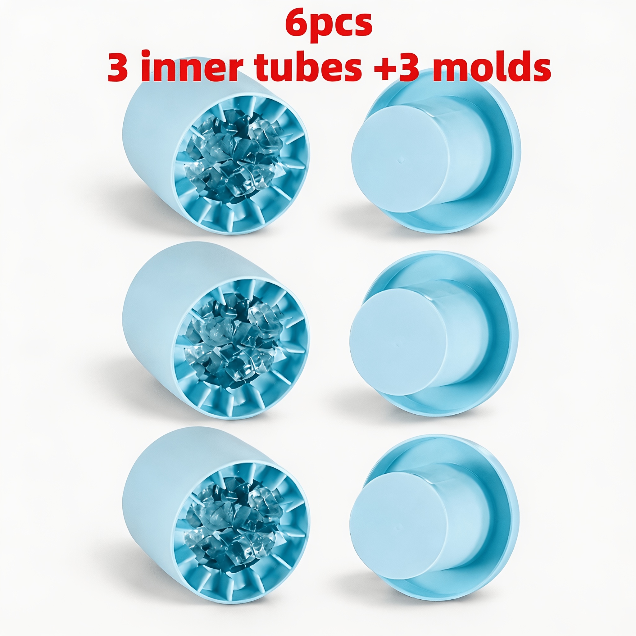 TEMU 6pcs Light Blue Round Silicone Cube Of Ice Molds, 120 Ice Cubes, Twist-out For Coffee, Soda, Drinks, , Cups, Halloween Christmas , Boost Your