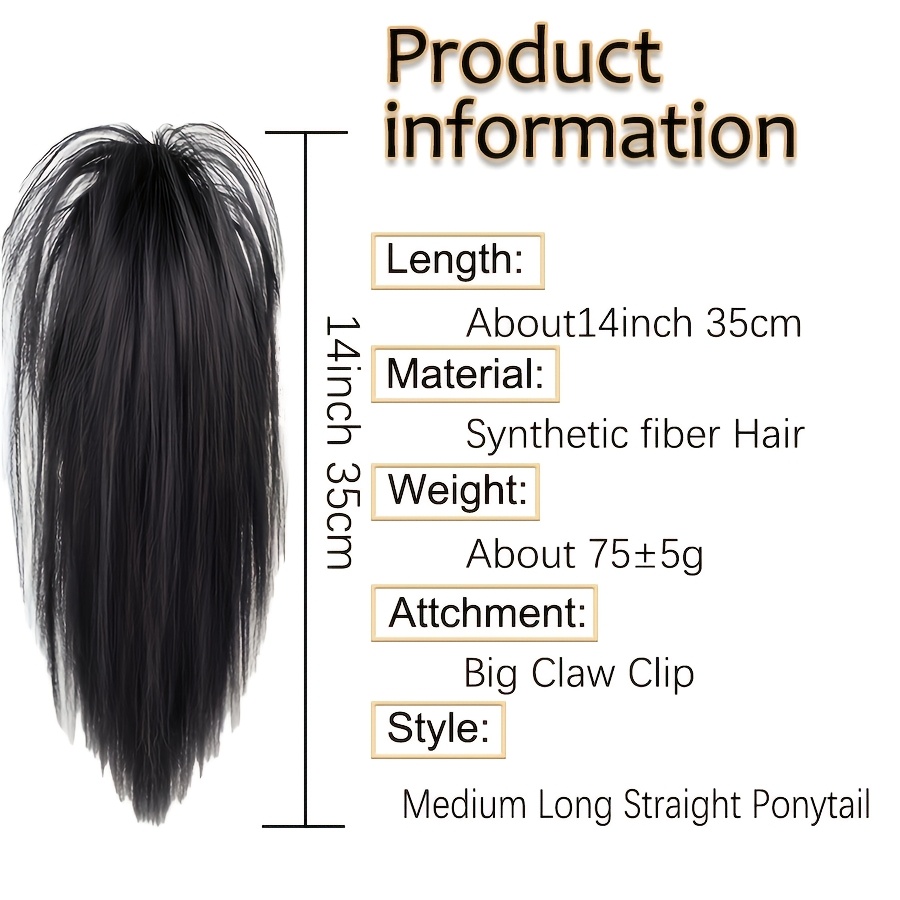 1pc womens synthetic claw clip ponytail extension medium long straight hair   natural look daily   accessory details 1