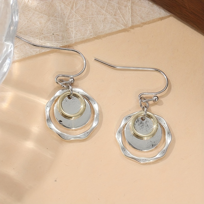 Women's Vintage Copper Handmade Hanging Ring Earrings