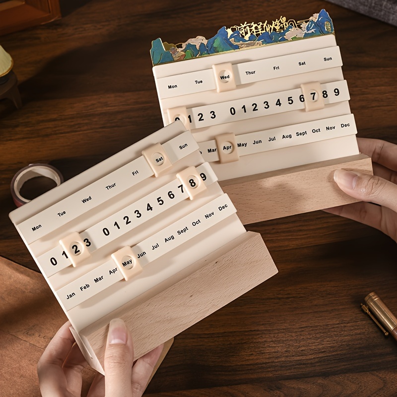 Wooden Slider Perpetual Calendar - Temu
