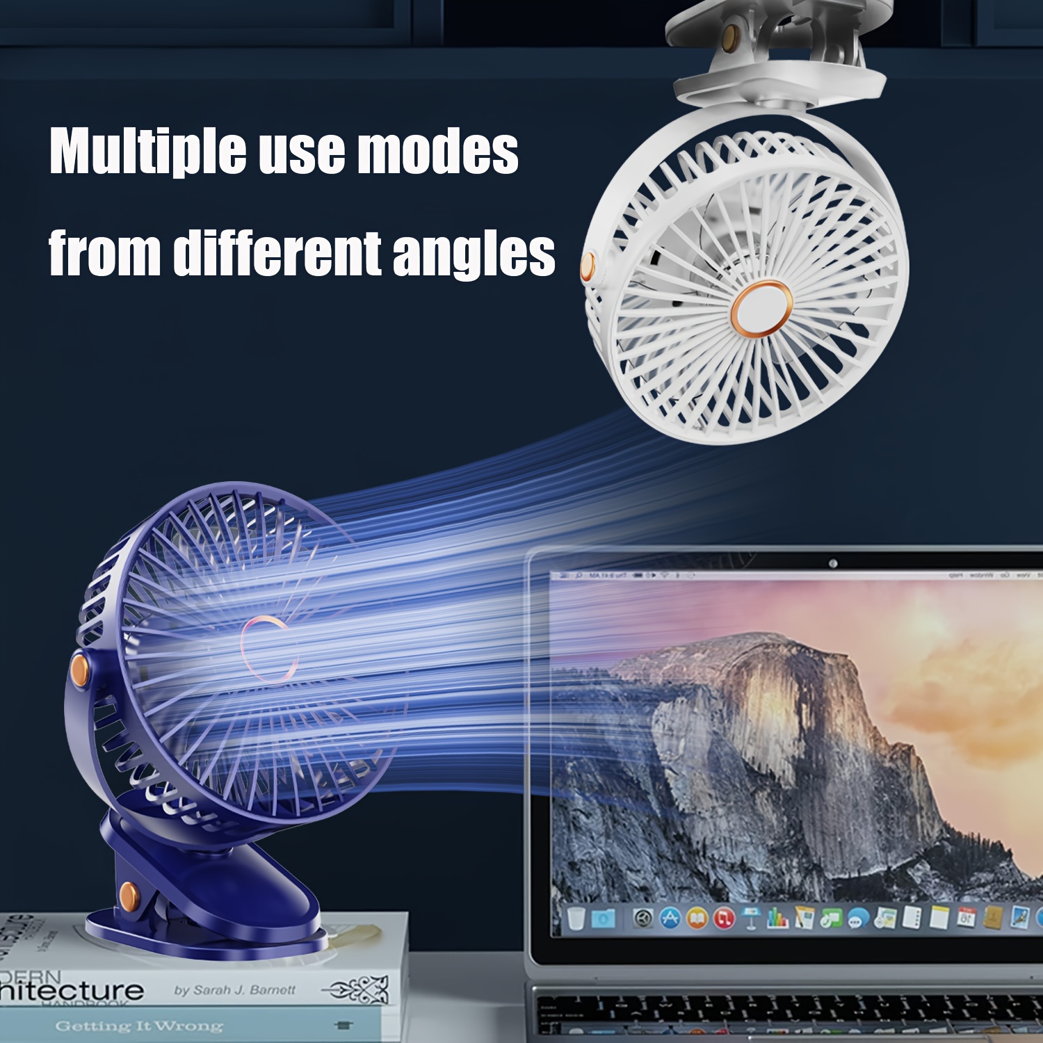 1pc 6 inch multipurpose clip on fan 5 speed adjustment quiet operation removable and washable front cover portable fan for desk hanging office home outdoor dorm students fishing camping travel plastic material