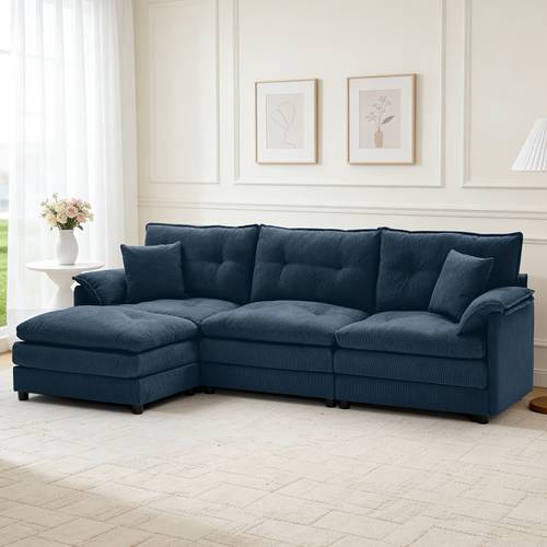 98 inch modern modular l shaped sofa bed with movable footrest thickened cushions chenille fabric sectional sleeper suitable for living room sofa bed for small spaces assembly multi seater sofa bed