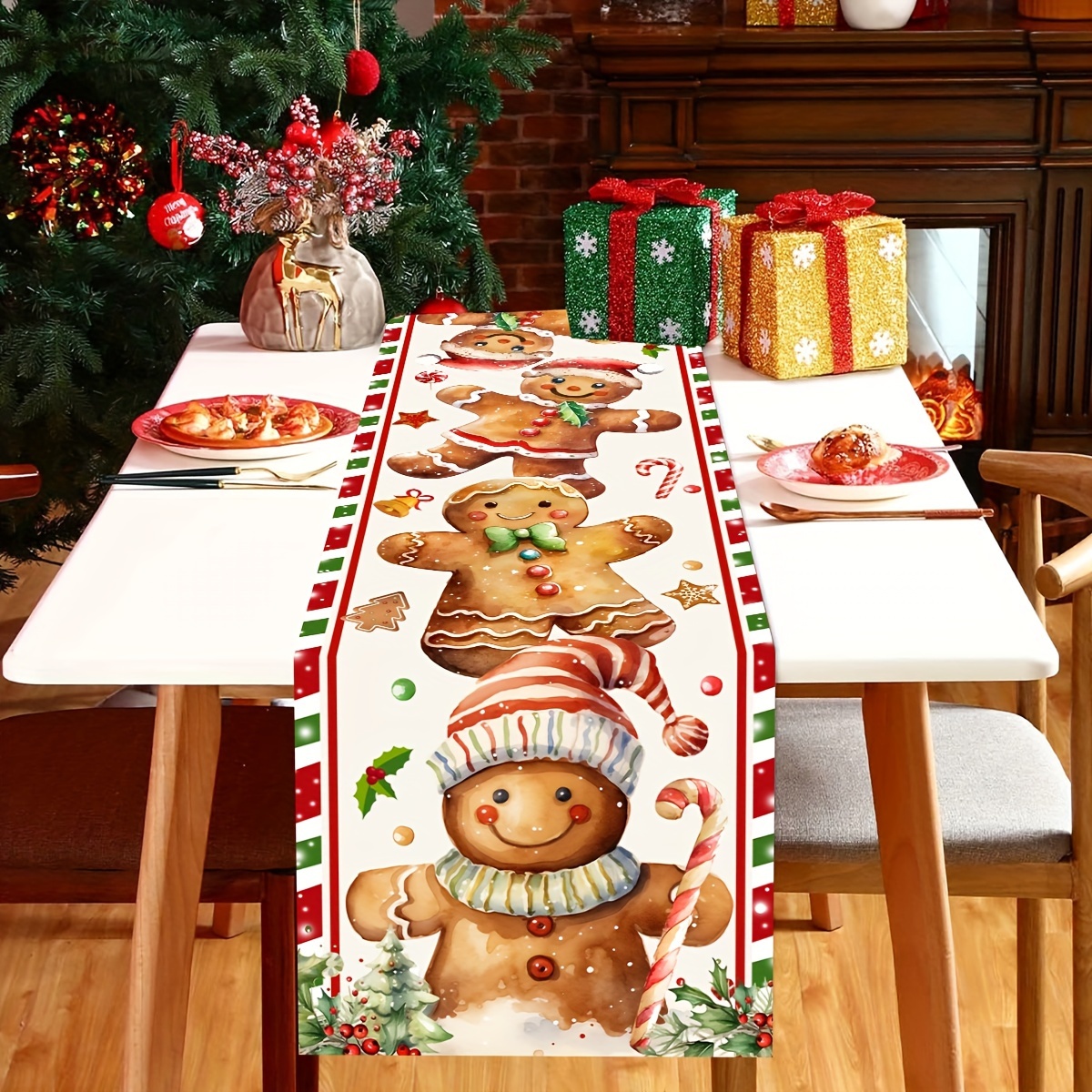 

1pc, Man & Table , 2024 Christmas Decor, , Pattern, Tablecloth For , Kitchen, , Wedding, 2025