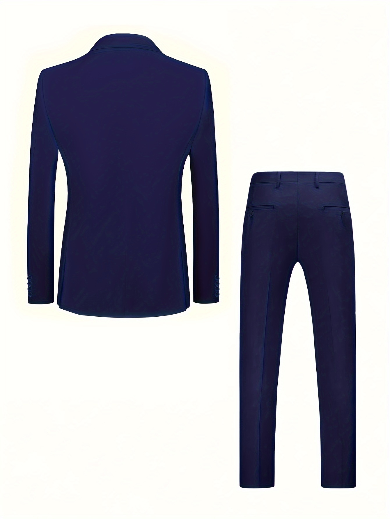 mens 2 piece suit set business suit solid two buttons lapel classic blazer plus suit pant casual business style formal attire