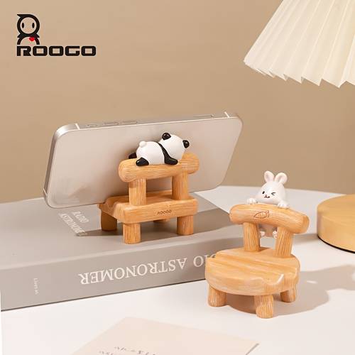 chair stool mobile phone holder cute desktop stand office desk creative ornament rack wooden lazy stool