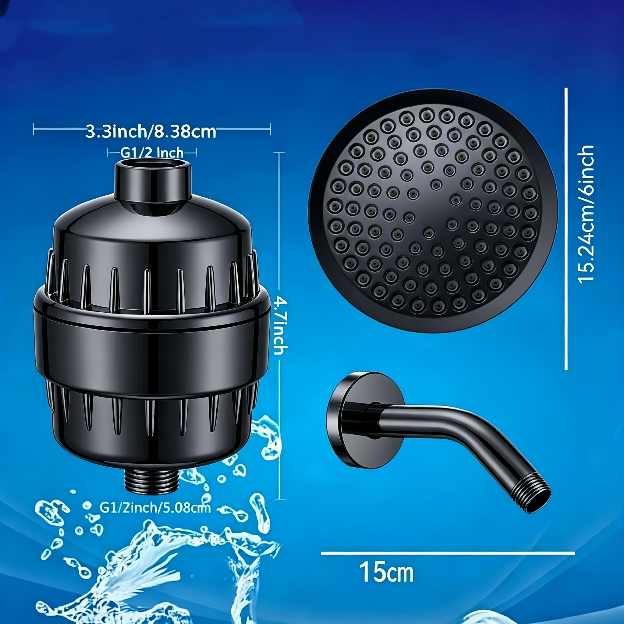 Classic Style High-Pressure Shower Head Kit with 30-Level Filter
