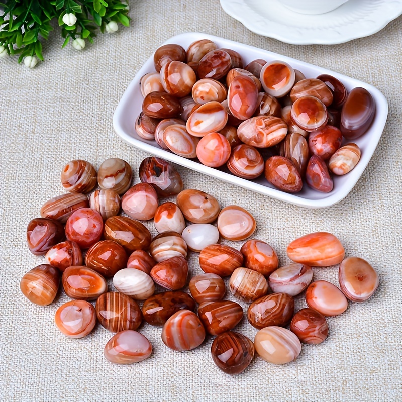 

10pcs Natural Southern Red Agate Stones - Polished Crystals For Vase Filler, Garden & Home Decor | Unique Surface, Funaya