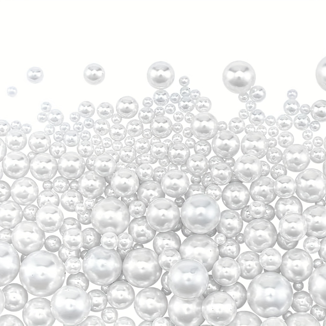 TEMU 1240pcs Bulk Beads - No-hole Fake Pearls For Wedding Centerpieces, Vase Fillers, Jewelry Making, Home Decor - Elegant Glossy Finish, Assorted